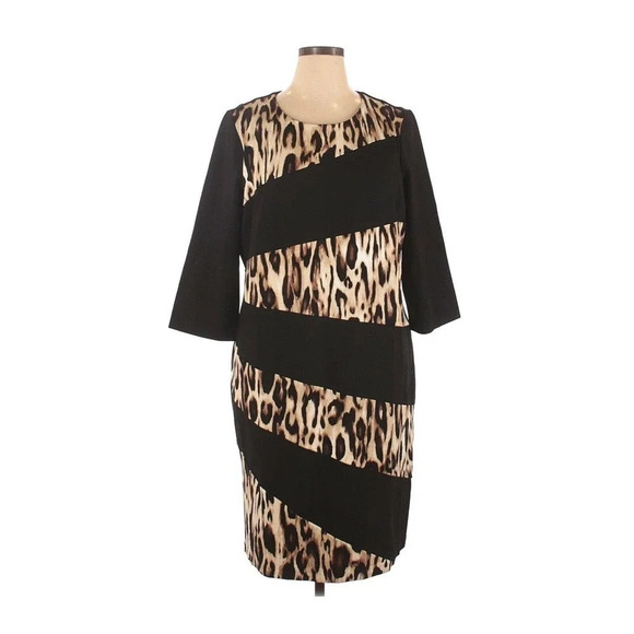 Chico's Size 2XL Spliced Animal Print Ponte Sheath Dress NEW!